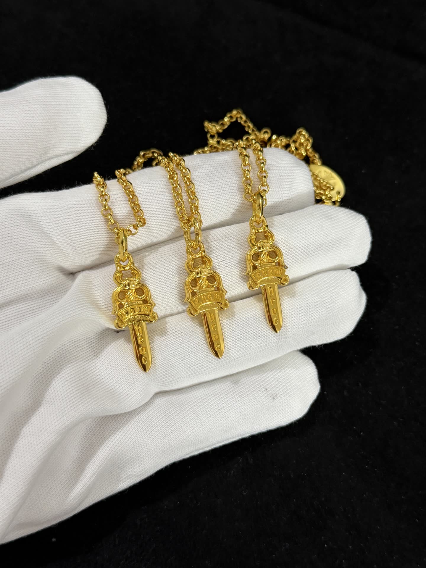 Chrome Hearts Gold Sword Pendant Necklace